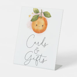 Een beetje Cutie Sinaasappel Baby shower Kaarten e Reclamebord Met Voetstuk
