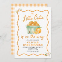 Een beetje Cutie sinaasappel plaid Baby shower