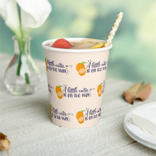 Een beetje cutie Sinaasappels Baby shower papier b Papieren Bekers