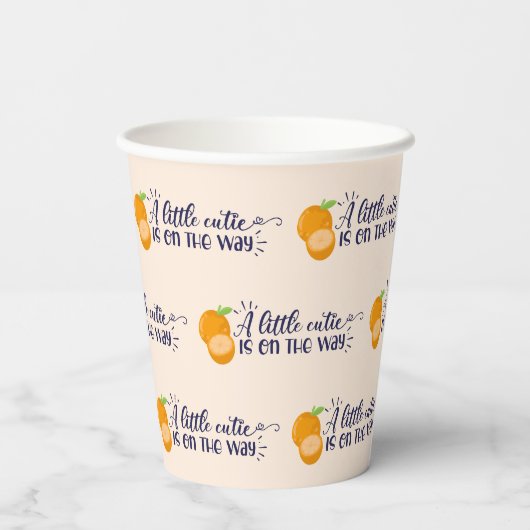 Een beetje cutie Sinaasappels Baby shower papier b Papieren Bekers (Achterkant)