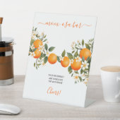 Een beetje cutie Sinaasappels Mom-osa Baby shower Reclamebord Met Voetstuk (Insitu)