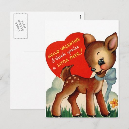 Een beetje Deer |  VALENTIJN | BRIEFKAART (Voorkant / Achterkant)