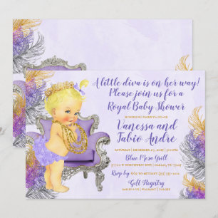 Een beetje Diva Paarse gouden Waterverf Baby showe Kaart