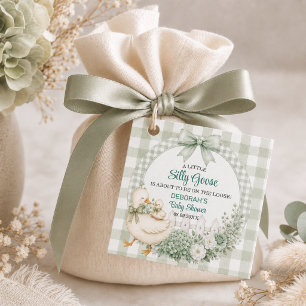 Een beetje domme gans Groen Cottagecore Baby Showe Bedankjes Labels