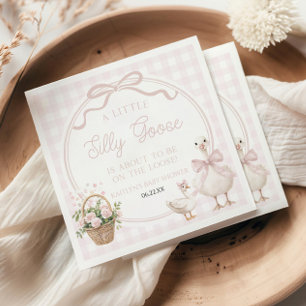 Een beetje domme gans roze bloemboog baby shower servet