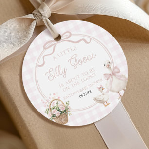 Een beetje domme gans roze bloemenslinger babyshow bedankjes labels