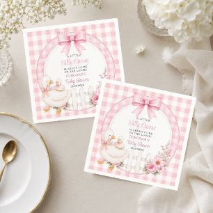 Een beetje domme gans Roze Cottagecore Baby Shower Servet