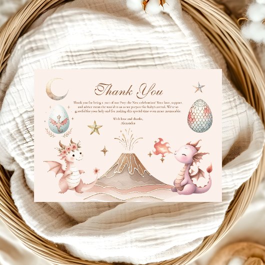 Een beetje draak is onderweg Baby shower Bedankkaart