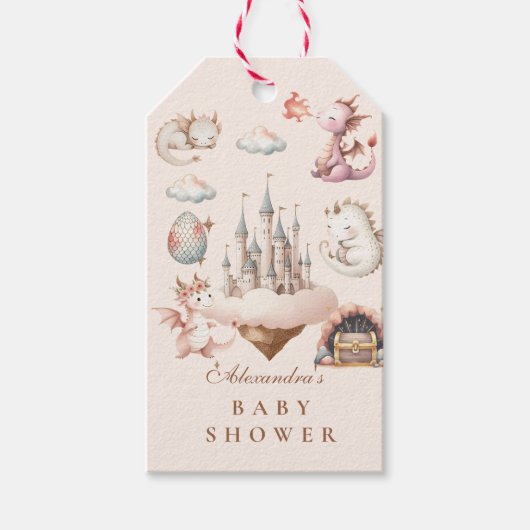 Een beetje draak is onderweg Baby shower Cadeaulabel (Voorkant)
