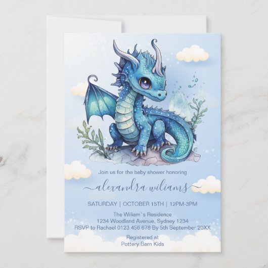 Een beetje draak is onderweg Baby shower Kaart (Voorkant)