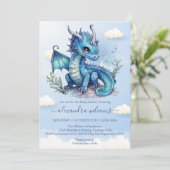 Een beetje draak is onderweg Baby shower Kaart (Staand voorkant)