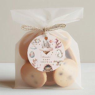 Een beetje draak is onderweg Baby shower Ronde Sticker