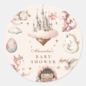 Een beetje draak is onderweg Baby shower Ronde Sticker (Voorkant)