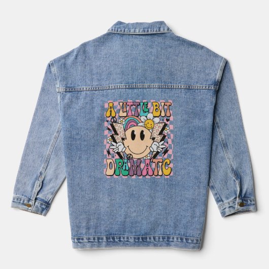 Een beetje dramatisch grappig groovy Gezegde Denim Jacket (Achterkant)