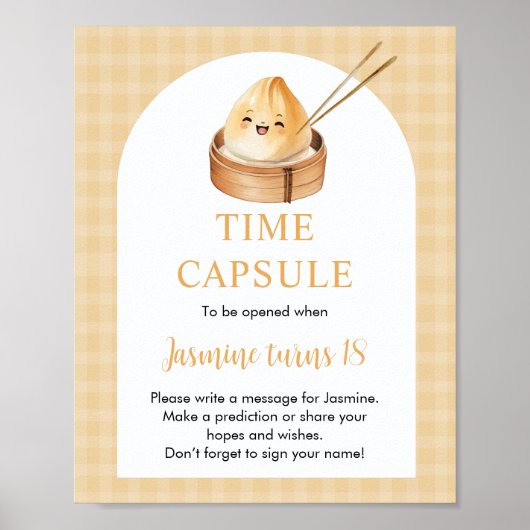 Een beetje dumpling 1e verjaardag tijd capsule tek poster (Voorkant)