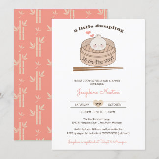 Een beetje Dumpling Baby Bao Girl Shower Kaart
