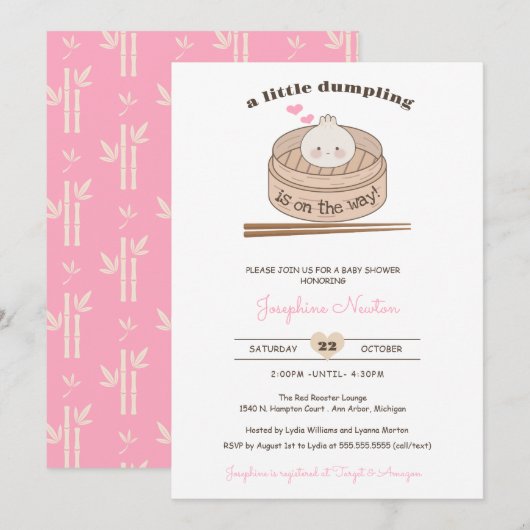Een beetje Dumpling Baby Bao Meisje Baby shower Kaart (Voorkant / Achterkant)