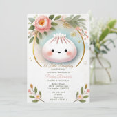 Een beetje Dumpling Baby shower met bloemen Kaart (Staand voorkant)