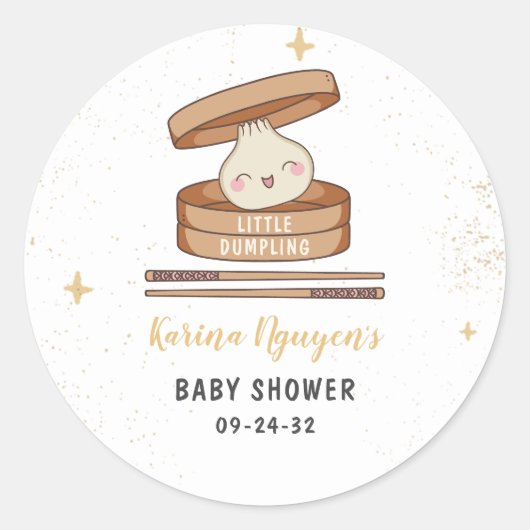 Een beetje dumpling Baby shower Ronde Sticker (Voorkant)