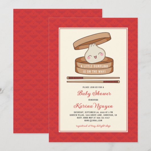 Een beetje Dumpling Baby shower Uitnodiging (Voorkant / Achterkant)