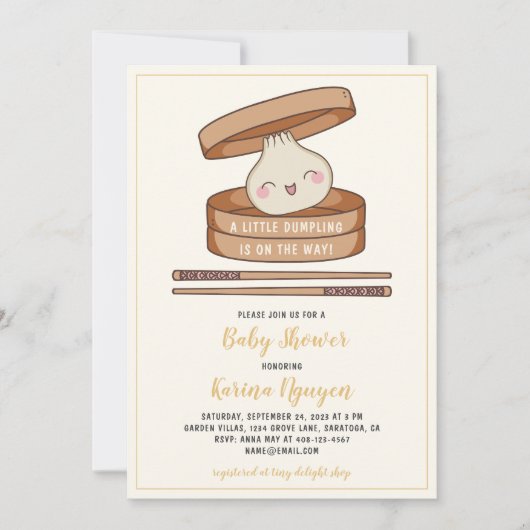 Een beetje Dumpling Baby shower Uitnodiging (Voorkant)