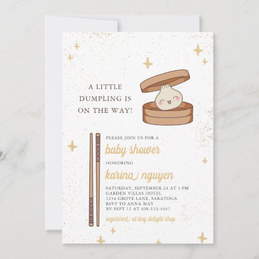 Een beetje Dumpling Baby shower Uitnodiging (Voorkant)