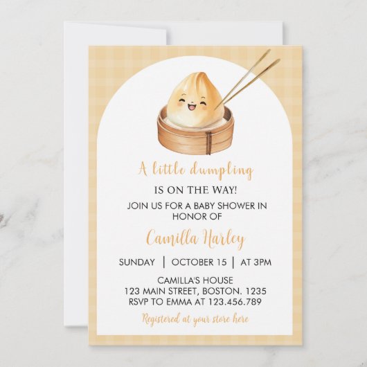 Een beetje Dumpling Baby shower Uitnodiging (Voorkant)