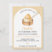 Een beetje dumpling eerste verjaardagsfeestuitnodi kaart (Voorkant)