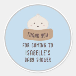 Een beetje dumpling is onderweg, dank je ronde sticker