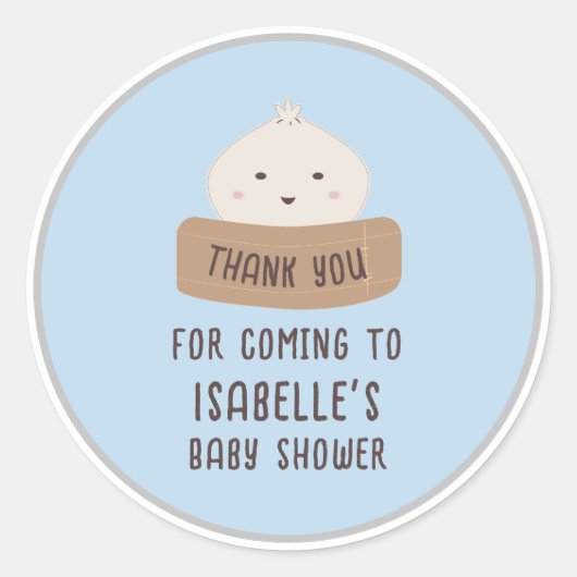 Een beetje dumpling is onderweg, dank je ronde sticker (Voorkant)