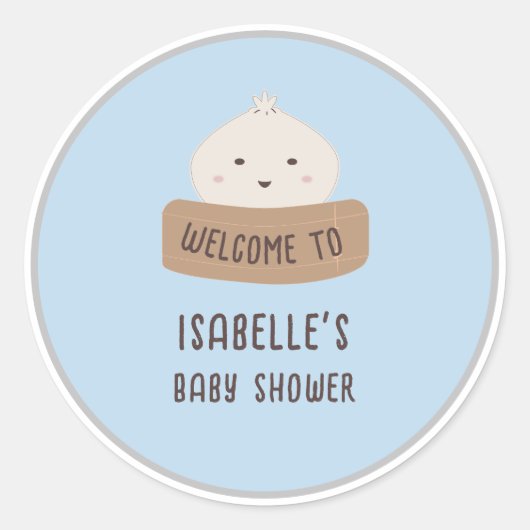 Een beetje dumpling is onderweg welkom ronde sticker (Voorkant)