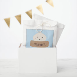 Een beetje dumpling is op weg naar het Baby shower Bedankzakje