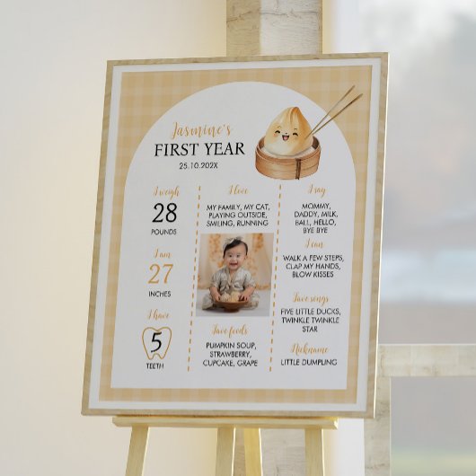 Een beetje dumpling verjaardagsfeestje mijlpaal te poster