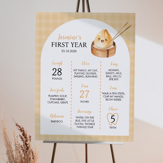 Een beetje dumpling verjaardagsfeestje mijlpaal te poster