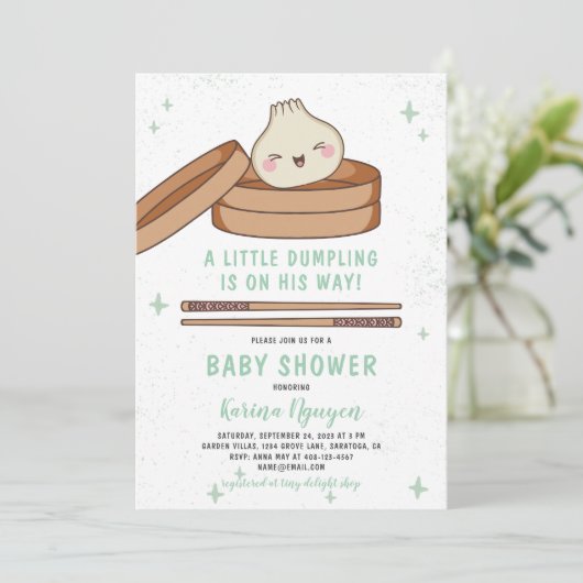 Een beetje duplex is op weg naar zijn Baby shower Kaart (Staand voorkant)