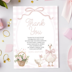 Een beetje een domme gans Roze strik bloemige baby Bedankkaart
