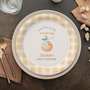 Een beetje een schattig oranje geruit citrus babys papieren bordje