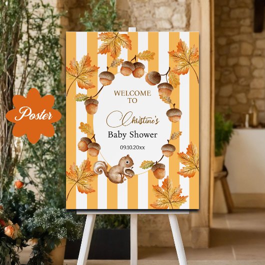 Een beetje eikel Herfst plaids Baby shower welkom Poster