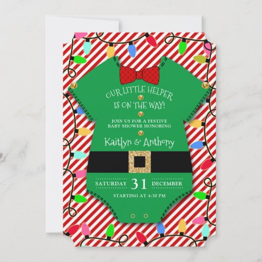 Een beetje Elf is onderweg. kerstBaby shower Kaart (Voorkant)