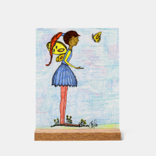 Een beetje fee en vlinder acryl bord