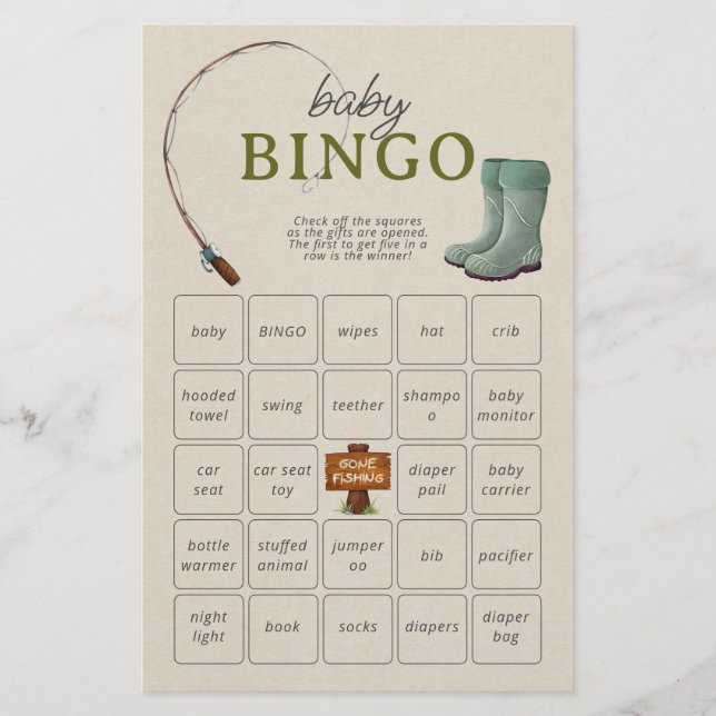 Een beetje Fisherman Baby Bingo Script Douchespel (Voorkant)