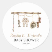 Een beetje Fisherman baby shower cupcake topper Ronde Sticker (Voorkant)