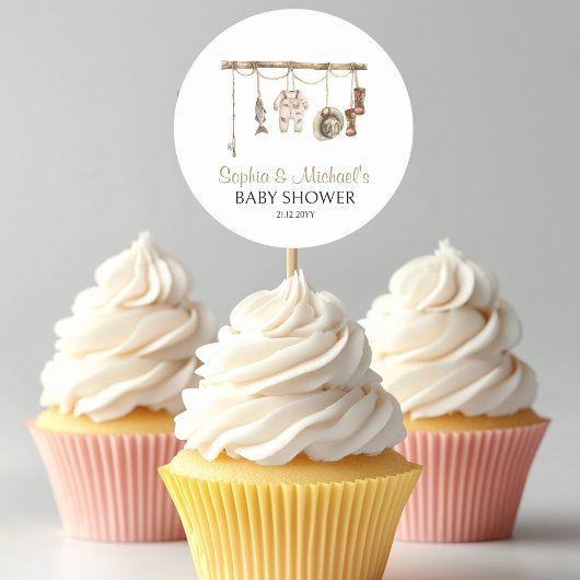 Een beetje Fisherman baby shower cupcake topper Ronde Sticker