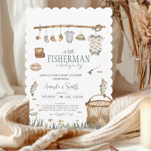 Een beetje Fisherman Waterverf Baby shower Kaart