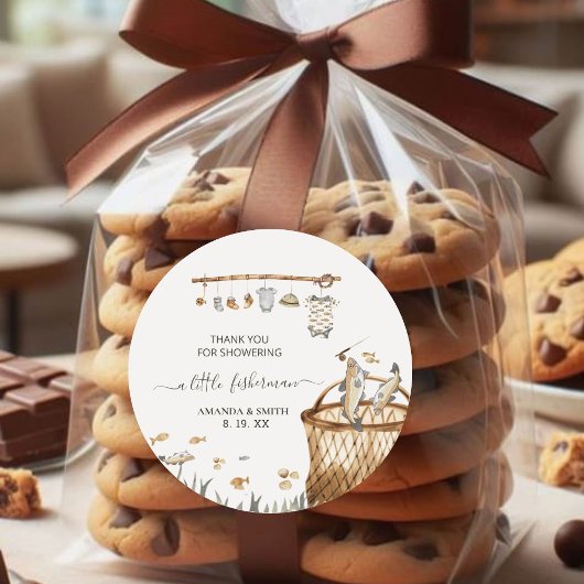 Een beetje Fisherman Waterverf Baby shower Ronde Sticker