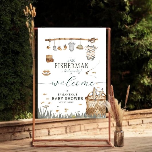 Een beetje Fisherman Waterverf Gevist Baby shower Poster