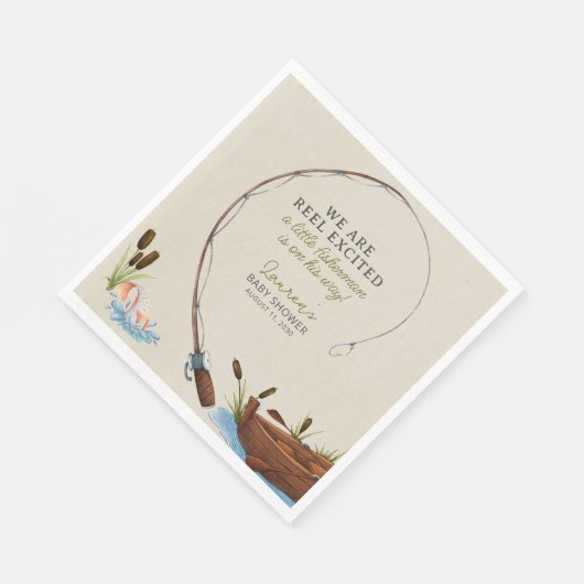 Een beetje Fisherman Waterverf Script Baby shower Servet (Hoek)