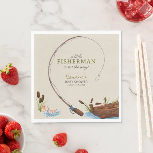 Een beetje Fisherman Waterverf Script Baby shower Servet (Insitu)