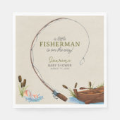 Een beetje Fisherman Waterverf Script Baby shower Servet (Voorkant)