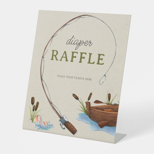 Een beetje Fisherman Waterverf Script Luier Raffle Reclamebord Met Voetstuk (Voorkant)